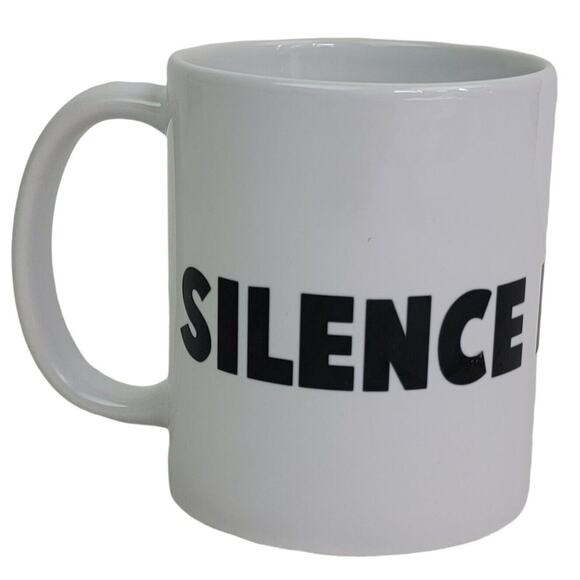 Silence Is Golden Mug 8‎ oz White Black Ceramic Coffee Tea Cup Teacher Mom Gift - Picture 2 of 6